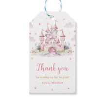 Pink Princess Castle Anniversaire fête Tags