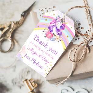 Étiquettes-cadeau Pink Rainbow Unicorn Anniversaire Merci Tags cadea
