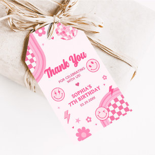 Étiquettes-cadeau Pink Retro Super Anniversaire Fête Favoriser Tags