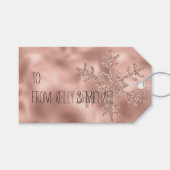 Étiquettes-cadeau Pink Rose Gold Glam Parties scintillant Snowflake (Devant (Horizontal))
