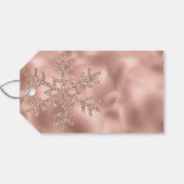 Étiquettes-cadeau Pink Rose Gold Glam Parties scintillant Snowflake (Dos (Horizontal))