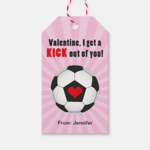 Étiquettes-cadeau Pink Soccer Valentine Drapeau cadeau pour enfants