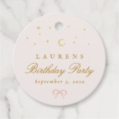 Étiquettes Cadeau Pink Stars Moon Princess Fairytale Anniversaire (Devant)
