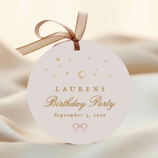 Étiquettes Cadeau Pink Stars Moon Princess Fairytale Anniversaire