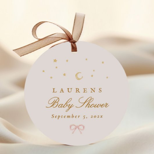 Étiquettes Cadeau Pink Stars Moon Princess Fairytale Baby shower