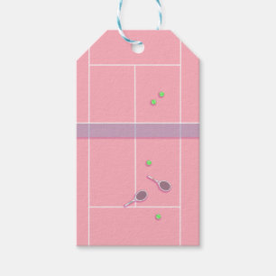 Étiquettes-cadeau Pink Tennis Court Preppy Joueur de tennis moderne