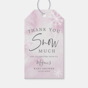 Étiquettes-cadeau Pink Winter Wonderland Merci neige beaucoup