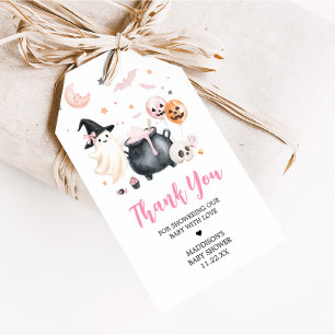 Étiquettes-cadeau Pink Witch Ghost Little Boo Baby shower Favoriser 
