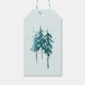 Étiquettes-cadeau Pins bleu-vert simple Noël (Devant)