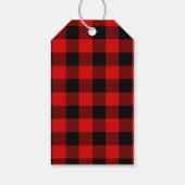 Étiquettes-cadeau Pins d'aquarelle Kraft et buffle rouge Plaid (Dos)