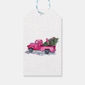 Étiquettes-cadeau Pins de Camion Rose, Confetti, Joyeux Noël (Dos)