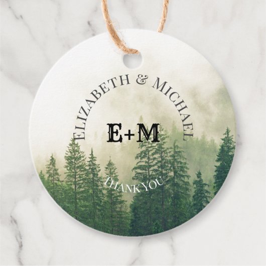 Étiquettes Cadeau Pins de forêt Arbres Rustique Favoriser l'emballag (Devant)