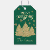 Étiquettes-cadeau Pins d'or Flakes Gold Snowflakes (Devant)