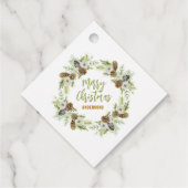 Étiquettes Cadeau Pins floraux verts couronne de Noël (Dos)