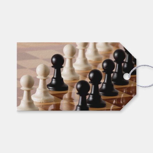 Étiquettes-cadeau Pions sur le tableau d'échecs (Devant (Horizontal))