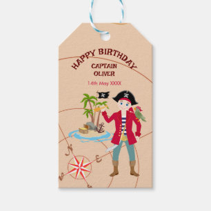 Étiquettes-cadeau Pirate Boy Treasure Map Amusants Anniversaire Fête