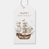Étiquettes-cadeau Pirate Ship Brown thème nautique Anniversaire (Devant)