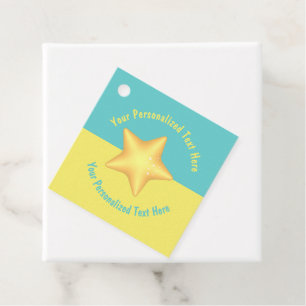 Étiquettes Cadeau Piscine personnalisée en étoile jaune bleu jaune