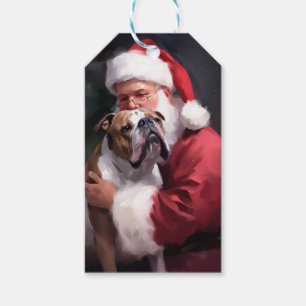 Étiquettes-cadeau Pitbull avec le Père Noël Fête de Noël
