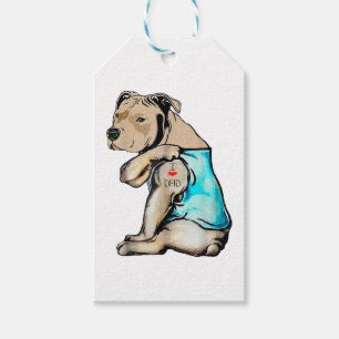Étiquettes-cadeau Pitbull Chien I Love Papa Tattoo drôle Famille