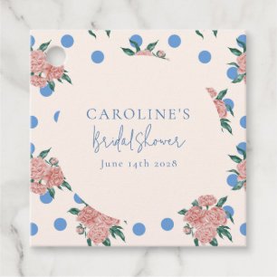 Étiquettes Cadeau Pivoine Florale Rétro Points Bleus Mariage Sur Mes