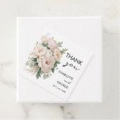 Étiquettes Cadeau pivoines roses blanches fleurs rustiques mariage f (En situation)
