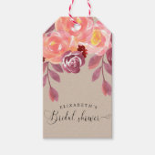 Étiquettes-cadeau Pivoines Rustiques Élégant Mariage Script (Devant)