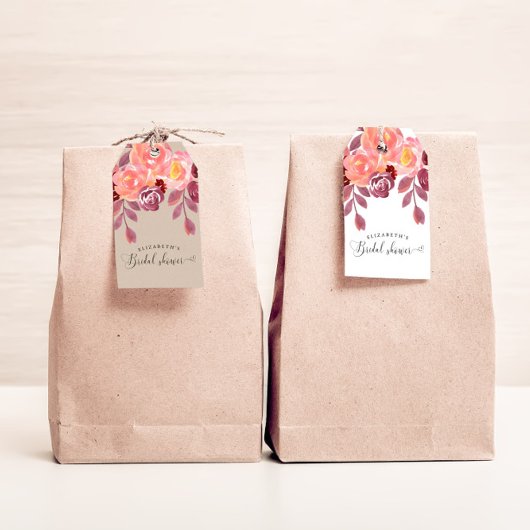 Étiquettes-cadeau Pivoines Rustiques Élégant Mariage Script