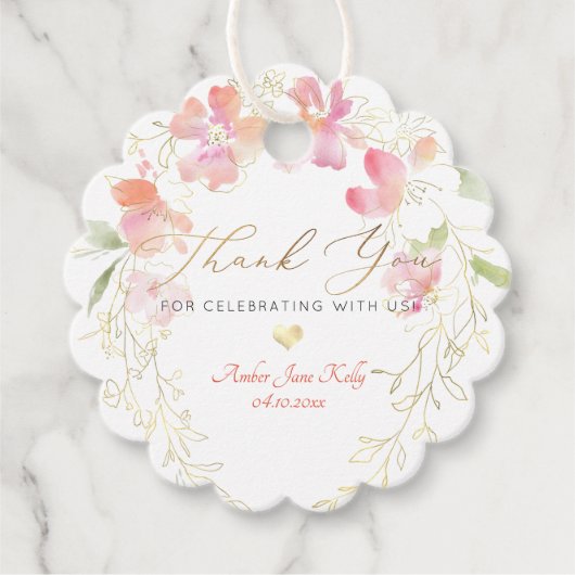 Étiquettes Cadeau PixDezines Aquarelle Pea doux Merci de courge (Devant)