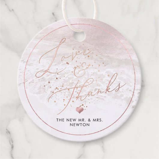 Étiquettes Cadeau PixDezines Blush Pink Shoreline Merci (Devant)