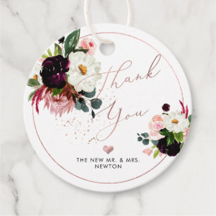 Étiquettes Cadeau PixDezines Fleurs Aquarelles Bourgogne