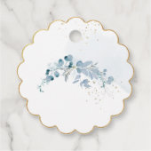 Étiquettes Cadeau PixDezines H2 Dusty Blue Gum Eucalyptus Baptême (Dos)