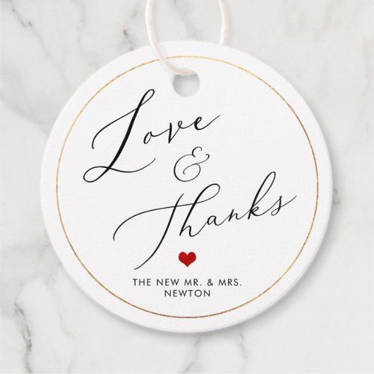 Étiquettes Cadeau PixDezines Luxe Calligraphie Aimer & Merci (Devant)