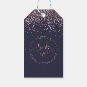 Étiquettes-cadeau PixDezines Merci, Faux Rose Gold Confetti