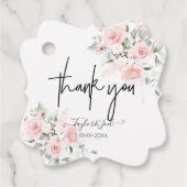 Étiquettes Cadeau PixDezines Merci Rose Dusty Script de signature (Devant)