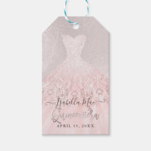 Étiquettes-cadeau PixDezines Quinceanera Sparkle Gown, Blush