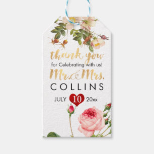 Étiquettes-cadeau PixDezines Redoute Roses Vintages