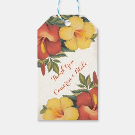 Étiquettes-cadeau PixDezines vintage/hibiscus/ (Devant)