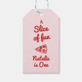 Étiquettes-cadeau Pizza 1ère Main Écrite Tiré Slice Of Fun Anniversa (Devant)