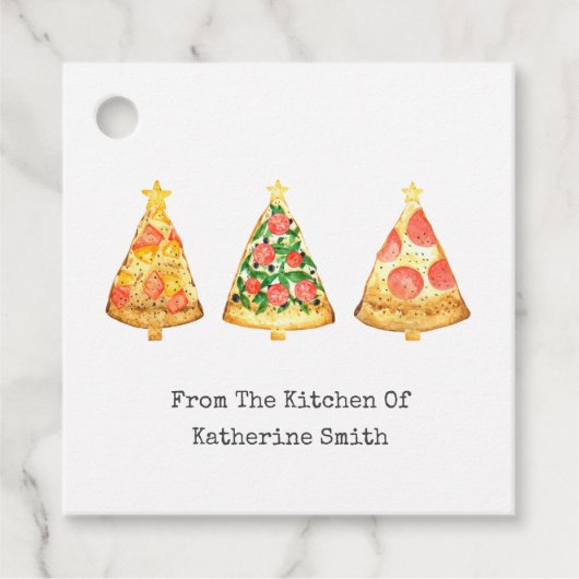 Étiquettes Cadeau Pizza Arbre de Noël de la cuisine de (Devant)