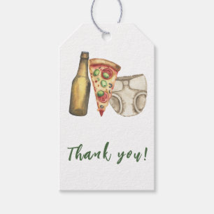 Étiquettes-cadeau Pizza, bières et couches aussi Cadeau de baby show