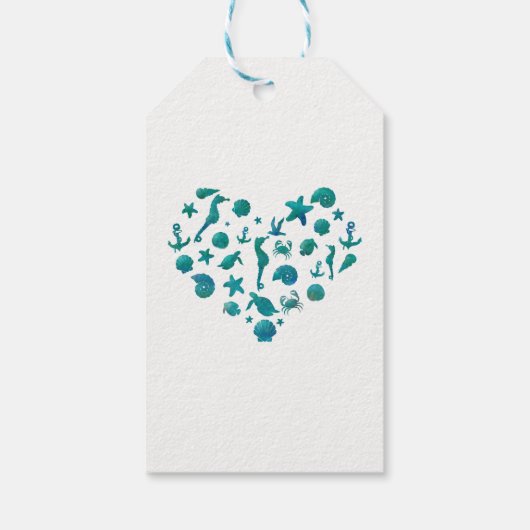 Étiquettes-cadeau Plage Choses Aquarelle Turquoise Moderne Chic Élég (Dos)