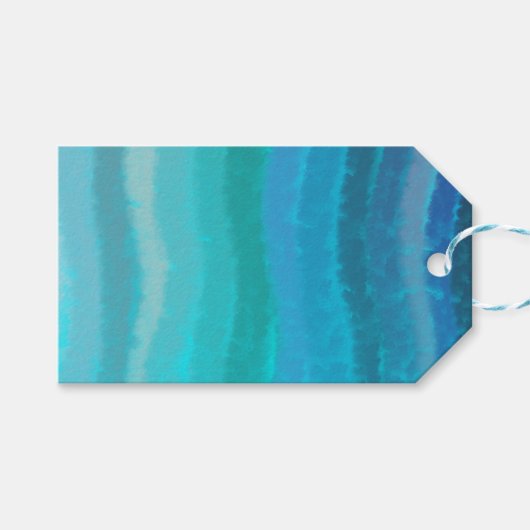 Étiquettes-cadeau Plage Côtière Vagues Salées Sur Turquoise (Devant (Horizontal))
