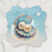 Étiquettes Cadeau Plage Mariage Pearls Shell Elégant thème Océan (Dos)