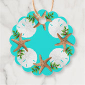 Étiquettes Cadeau Plage Mer Wreath et Noël de voeux (Dos)