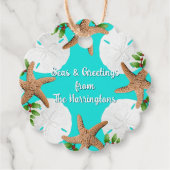 Étiquettes Cadeau Plage Mer Wreath et Noël de voeux (Devant)