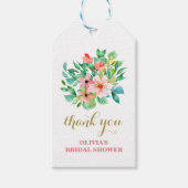 Étiquettes-cadeau Plage tropicale fleurie douche nuptiale (Devant)