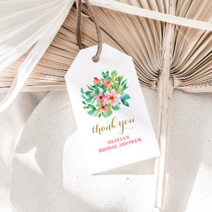 Étiquettes-cadeau Plage tropicale fleurie douche nuptiale