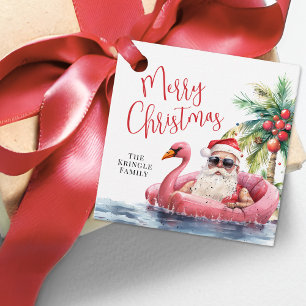 Étiquettes Cadeau Plage tropicale Joyeux Noël
