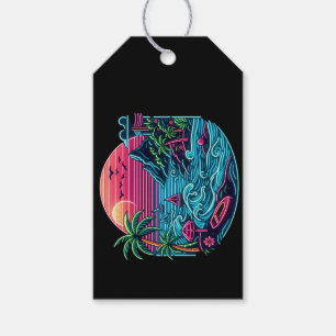 Étiquettes-cadeau Plage tropicale/néon hawaïen